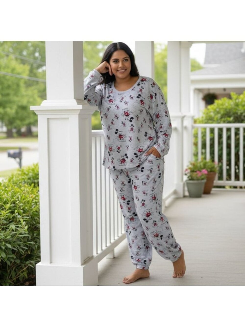 Disney XL PJs Matching 2 Piece Mickey Pajama Set Long Sleeve Top Pants Sleepwear